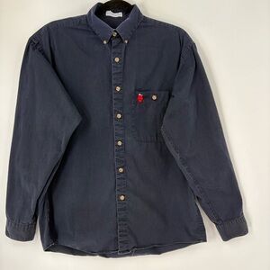 Vintage Snoopy And Friends Long Sleeve Button Down Blue - SIZE 15 34/35